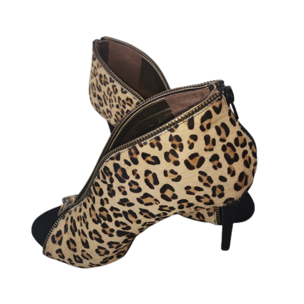 CARLOS SANTANA VERUCA PONY HAIR LEATHER INTRI OPEN TOE LEOPARD BOOTIES SIZE 9.5 - Picture 4 of 7